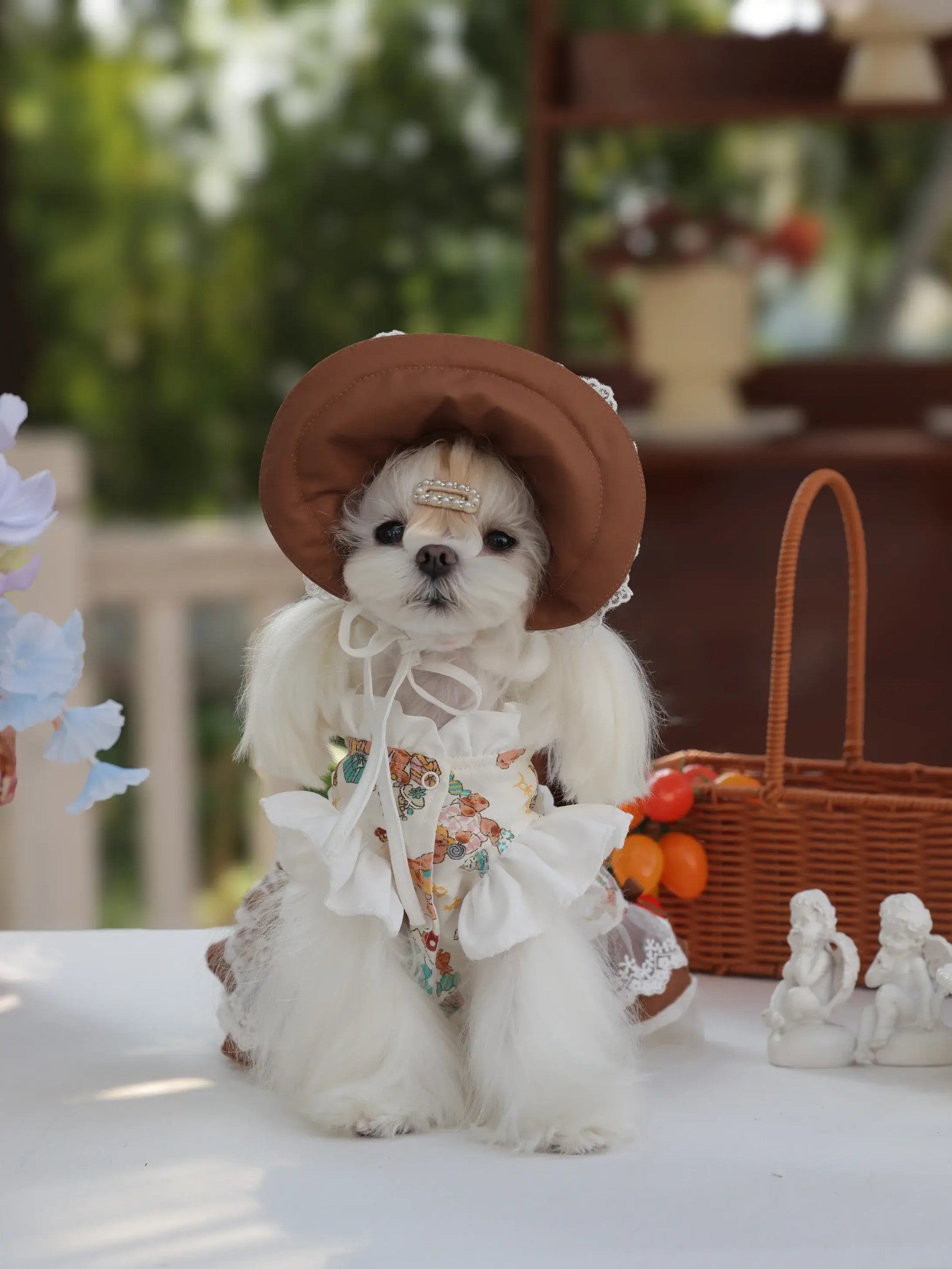 Chérie Puff Dress – Creamy Lolita Dog Princess Dress in Coffee Brown for Small Dogs